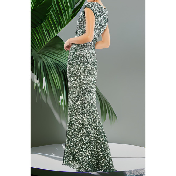 NWT Mac Duggal Forest Green Sequin Embellished Trumpet Gown MSRP $675 - Picture 3 of 7
